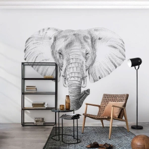 Fotótapéta Premium Sand - "Volt egy elefánt, akkora, mint egy - elefánt” - Állatok, Elefánt, Grafika - 250x175 cm