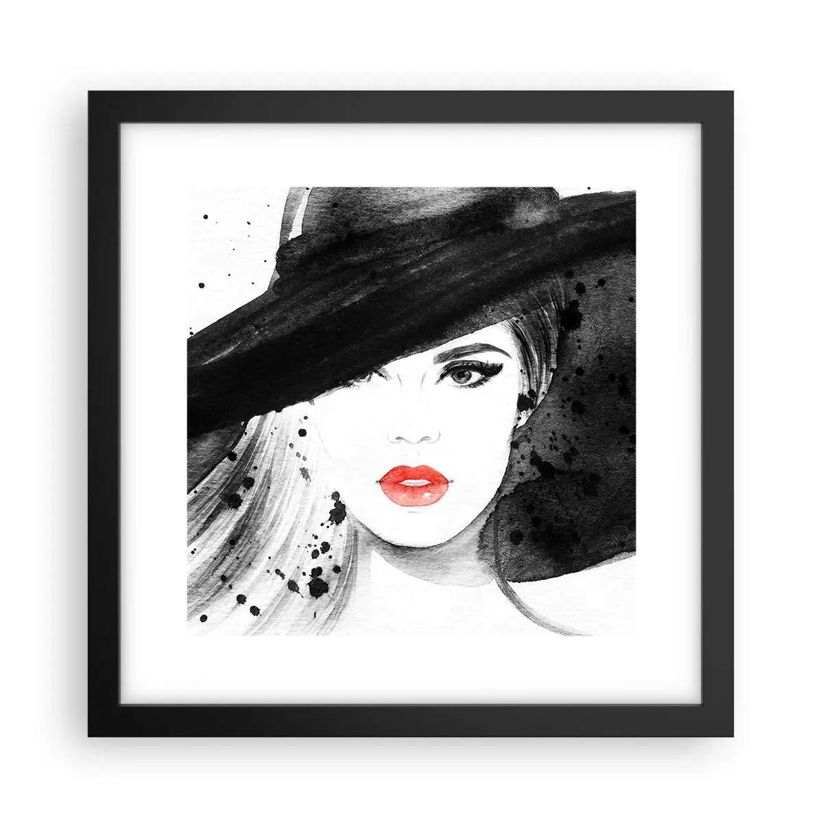 Poszter fehér keretben - Hölgy a feketében - 30x30 cm