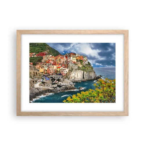 Poszter világos tölgy keretben - Egy csoport a sziklákra simulva - 40x30 cm