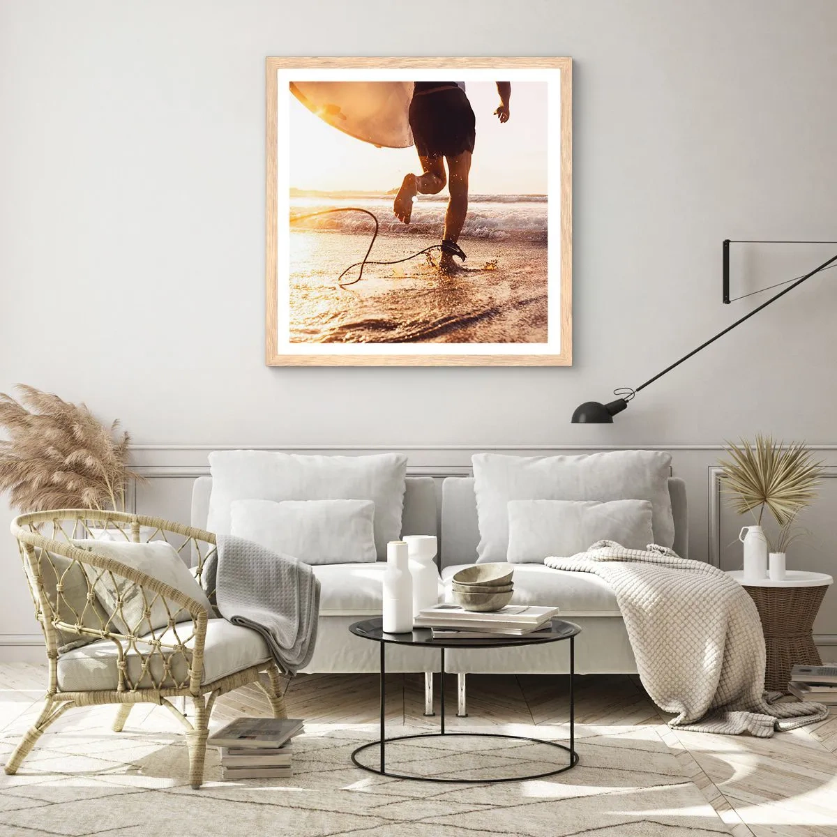 Poszter világos tölgy keretben - A hullám felé - 60x60 cm