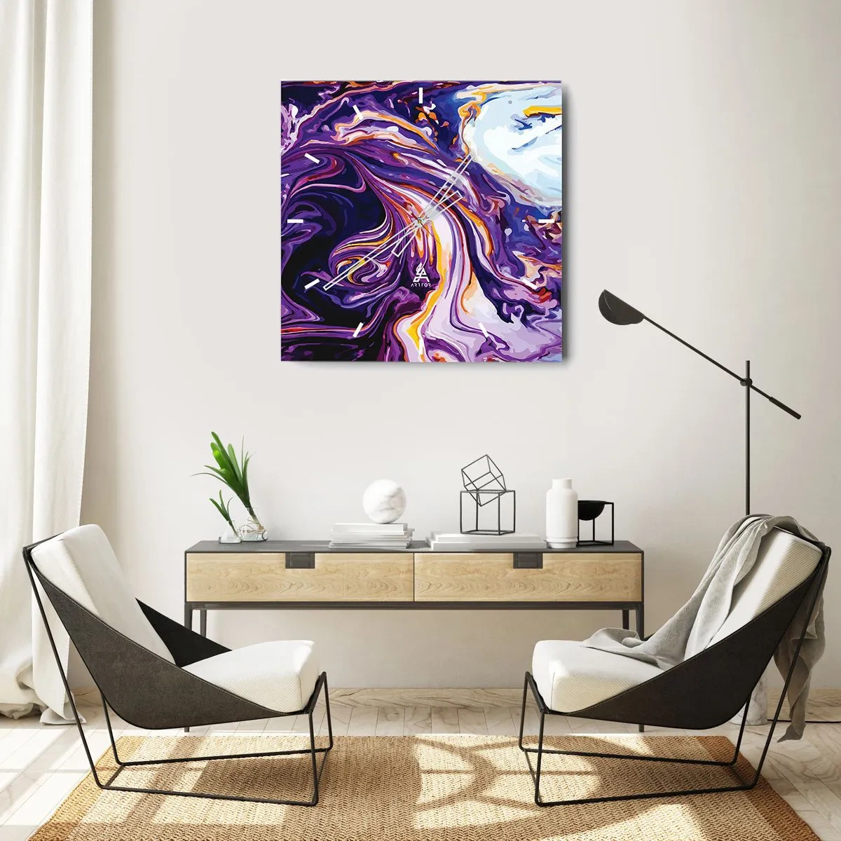 Falióra, Óra - A tér behajtása lila színben - 40x40 cm