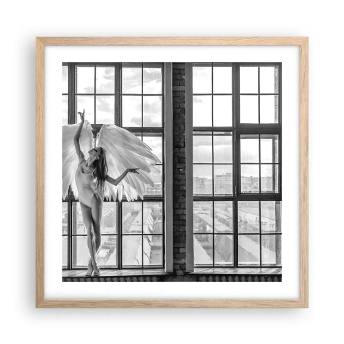 Poszter világos tölgy keretben - Angyalok városa? - 50x50 cm