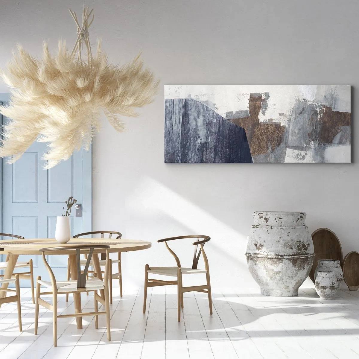 Vászonkép - Kékes barna formák - 120x50 cm