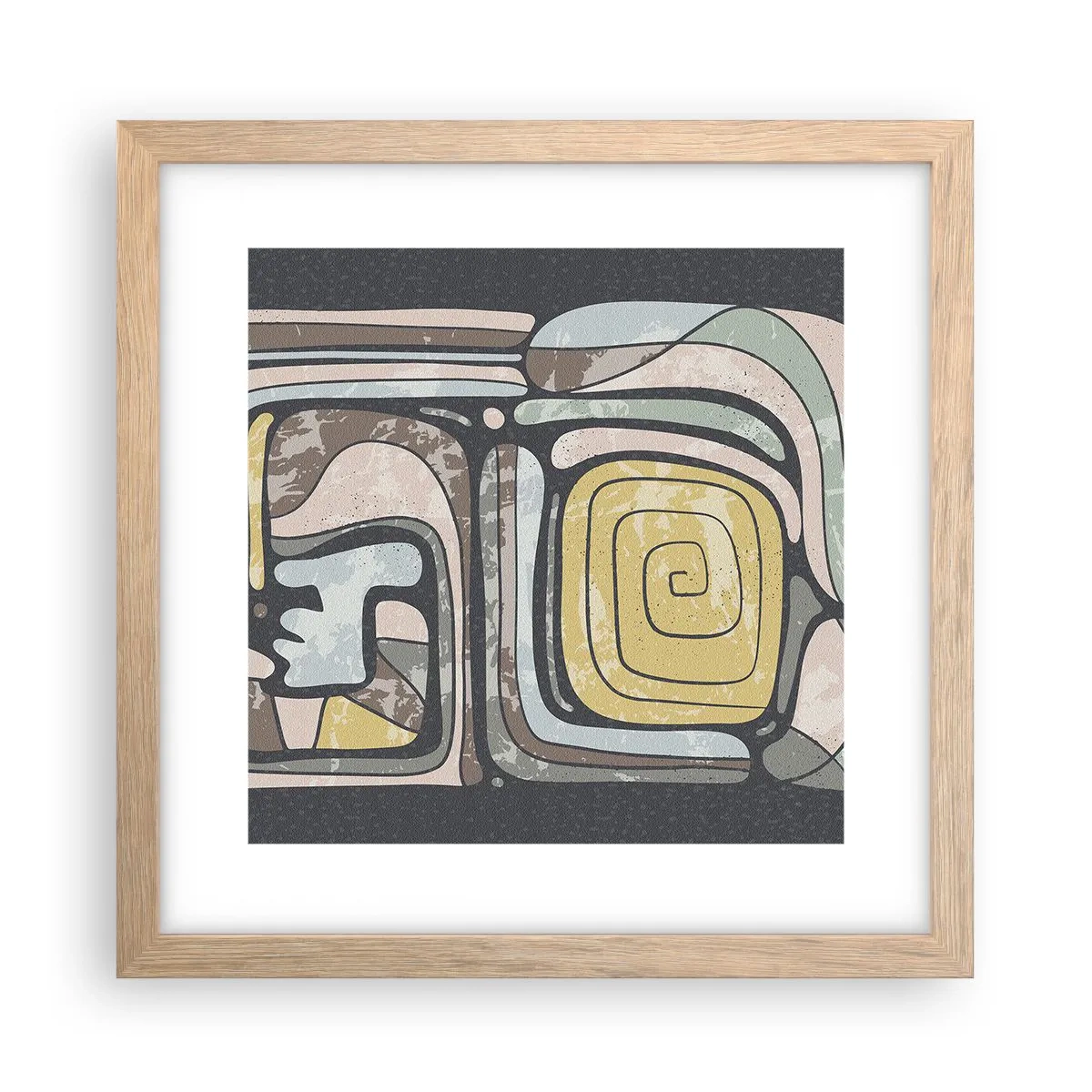 Poszter világos tölgy keretben - Absztrakció pre-kolumbián szellemben - 30x30 cm