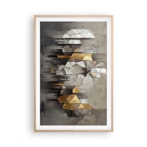 Poszter világos tölgy keretben - Kompozíció jégből és fényből - 61x91 cm