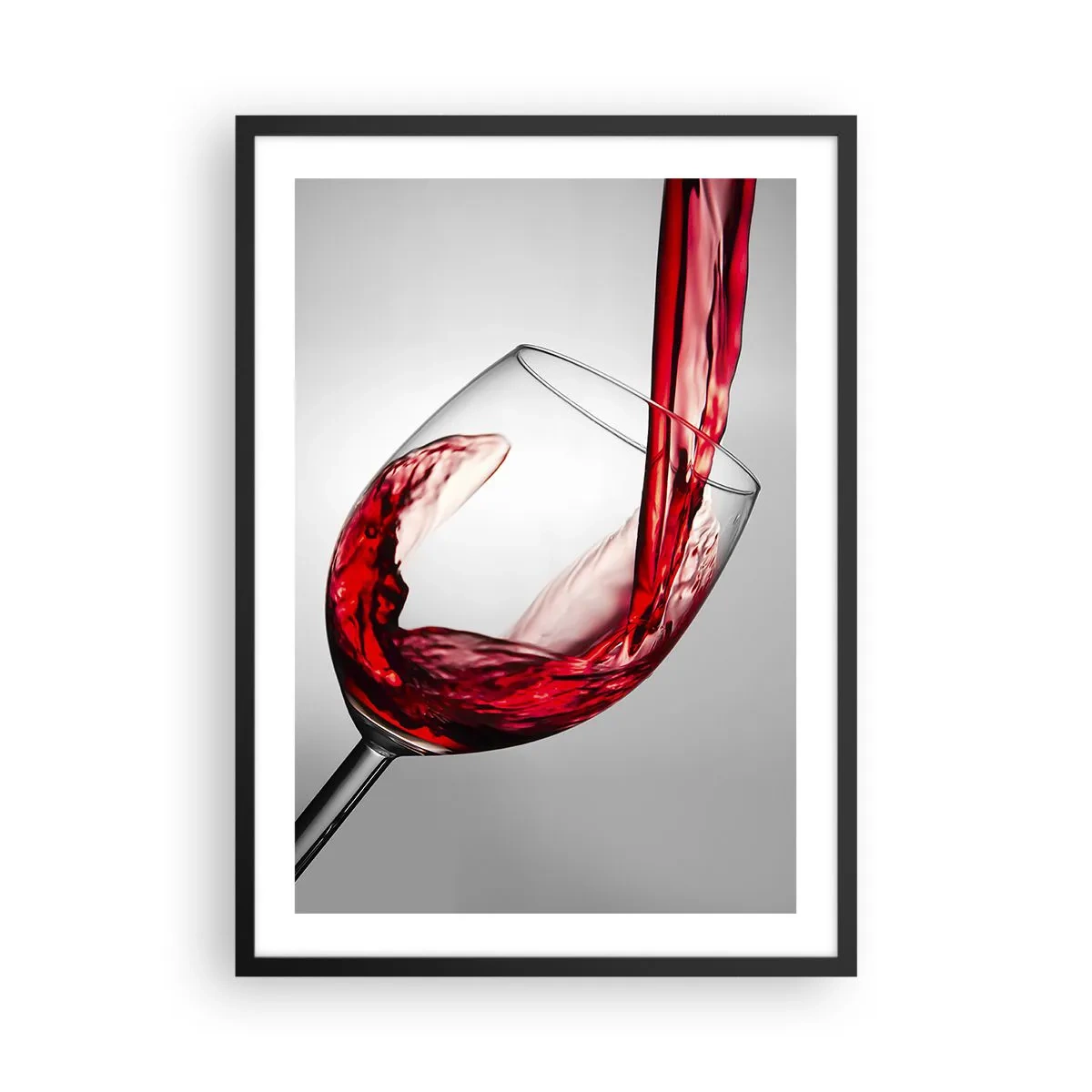Poszter fehér keretben - Vörösbort öntenek egy pohárba - 50x70cm - Szín - mozgás - hang - Modern fali dekoráció nappalihoz és hálószobához ARTTOR