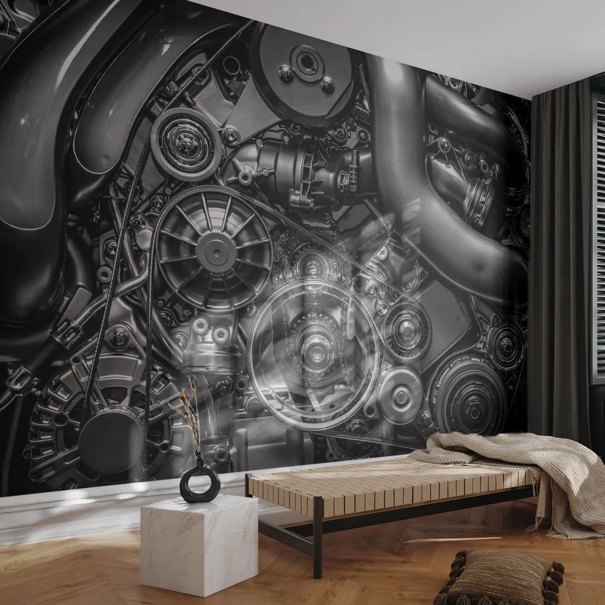 Fotótapéta Premium Canvas - A mechanika költészete - Motor, Szerelő, Fém - 200x140 cm