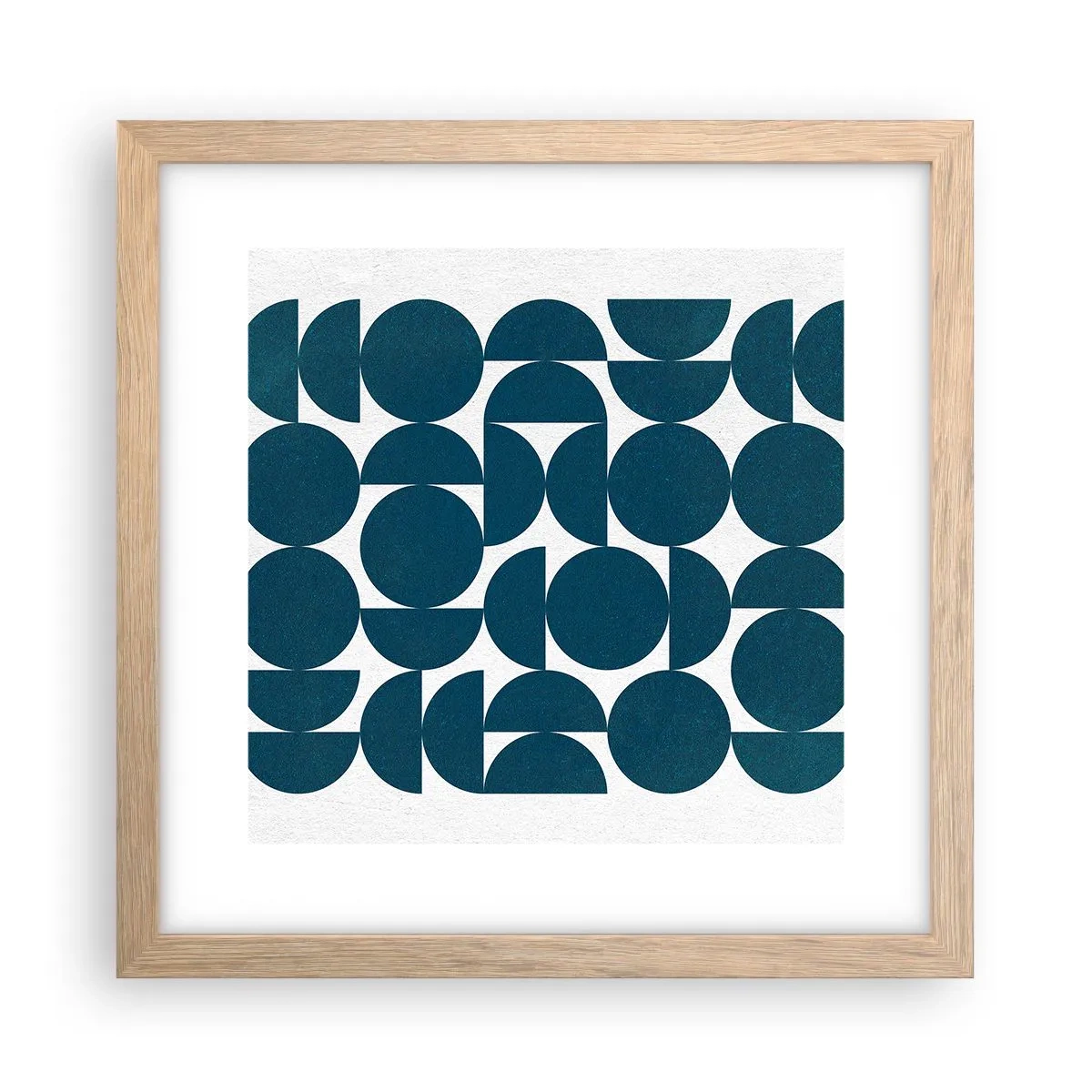 Poszter világos tölgy keretben - Körök és félkörök - 30x30 cm