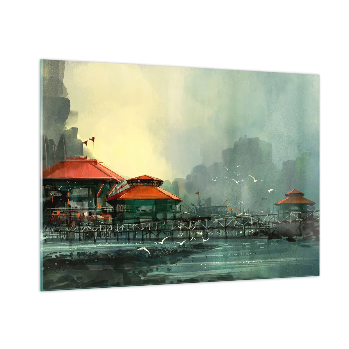 Üveg kép - Napsütéses nap a kikötőben - 100x70 cm