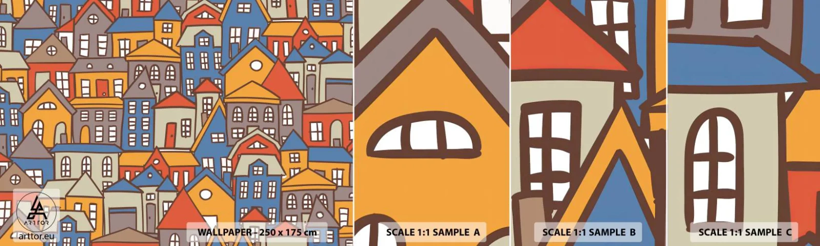 Fotótapéta Minta Öntapadós Deluxe Sticker - A ház mögött van a ház - Város, Építészet, Óváros - 100x30 cm