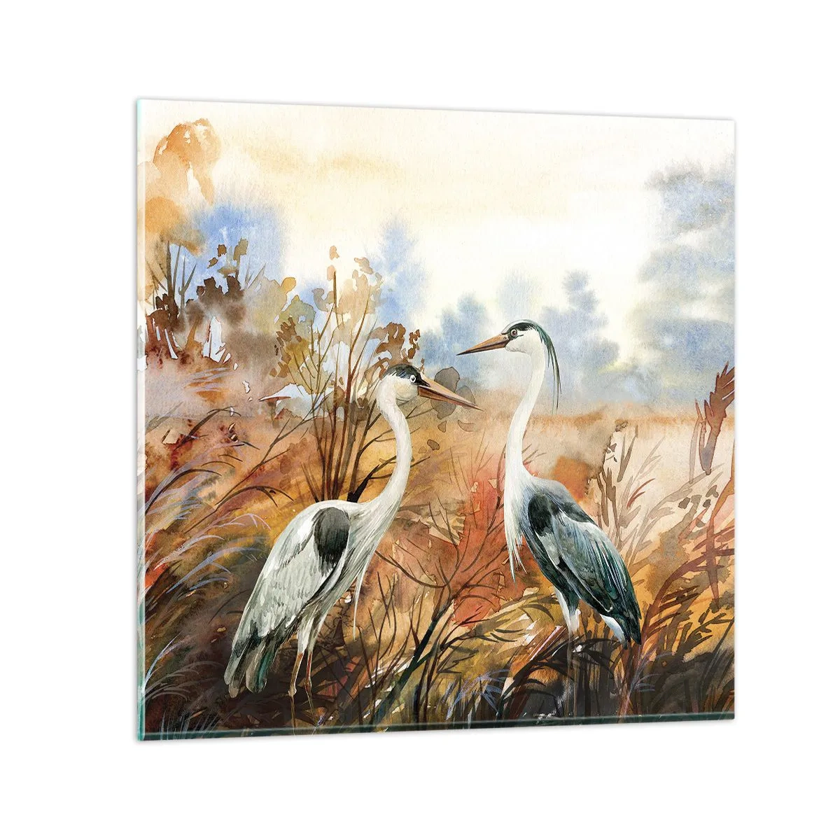 Üveg kép - Hová ősszel? - 30x30 cm