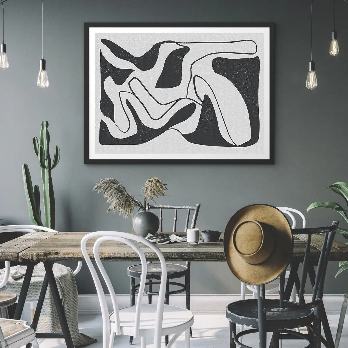 Poszter fehér keretben - Absztrakt játék egy labirintusban - 70x50 cm