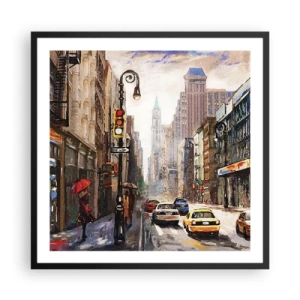 Poszter fehér keretben - New York – esőben is színes - 60x60 cm
