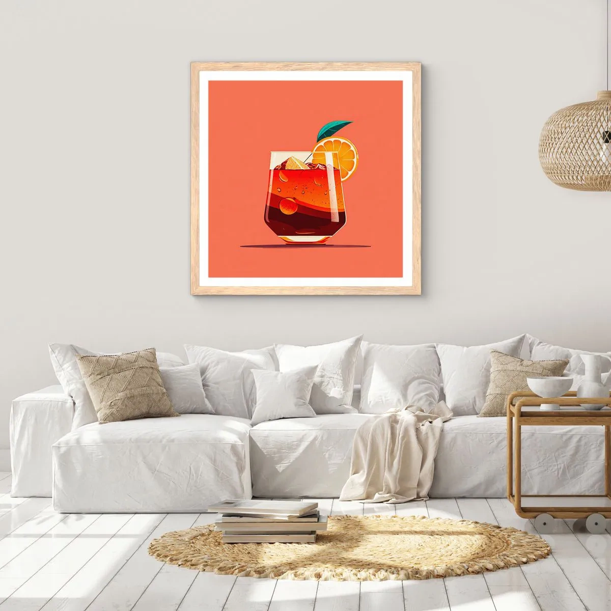 Poszter világos tölgy keretben - Nyári felfrissülés - 50x50 cm