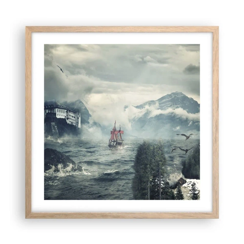 Poszter világos tölgy keretben - Varázslatos vizeken - 50x50 cm