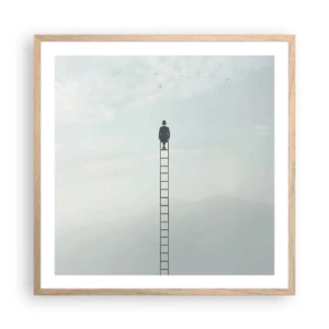 Poszter világos tölgy keretben - Emelkedj feljebb - 60x60 cm
