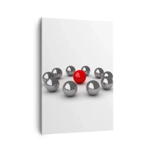 Vászonkép - Ezüst és piros kör - 70x100 cm