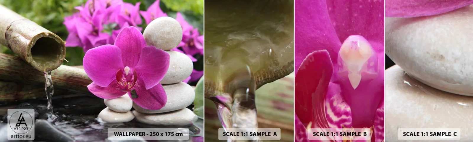 Fotótapéta Minta Öntapadós Deluxe Sticker - Már pihensz - Virágok, Bambusz, Orchidea - 100x30 cm