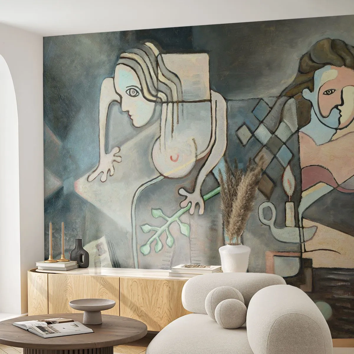 Fotótapéta Premium Sand - Lélek és matéria mozaikja - Absztrakció, Kubizmus, Emberek - 200x140 cm