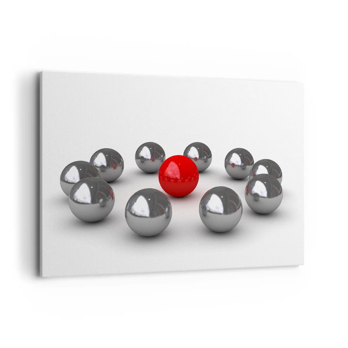 Vászonkép - Ezüst és piros kör - 120x80 cm