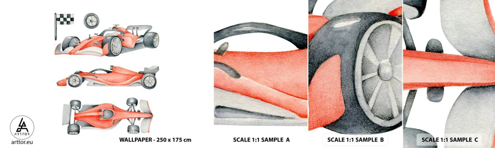 Fotótapéta Minta Öntapadós Deluxe Sticker - Egy álom elérése - Versenyautók, Autók, Gyermekek - 100x30 cm