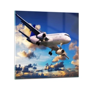 Üveg kép - Utazás fehérben és kékben - 40x40 cm