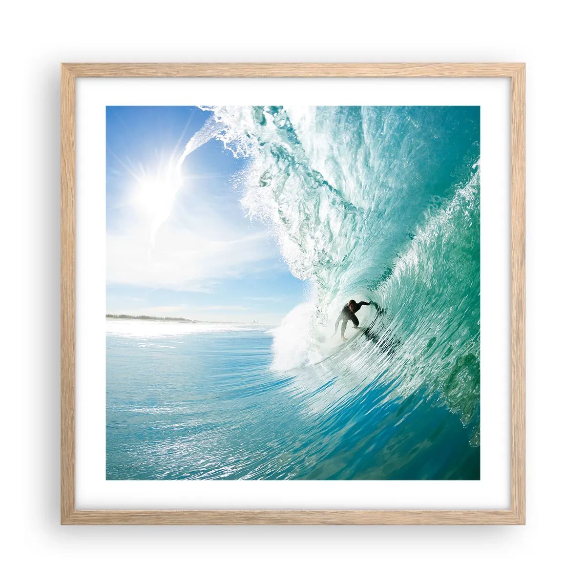 Poszter világos tölgy keretben - Mindig a hullámon - 50x50 cm