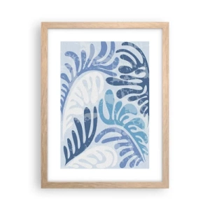 Poszter világos tölgy keretben - Kék páfrányok - 30x40 cm