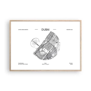 Poszter világos tölgy keretben - Dubai anatómiája - 100x70 cm