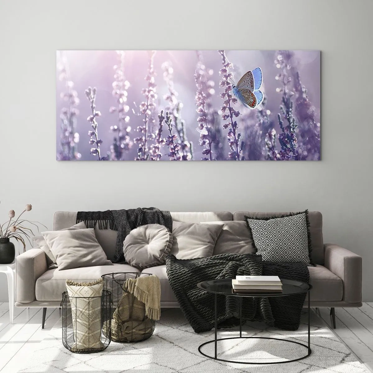 Üveg kép - Pillangó csókja - 100x40 cm