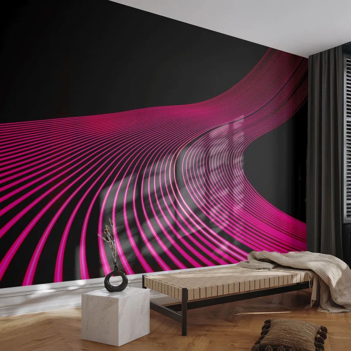 Öntapadós Fotótapéta Deluxe Sticker - A fény sugárútján - Vonalak, Modern, Neon - 250x175 cm