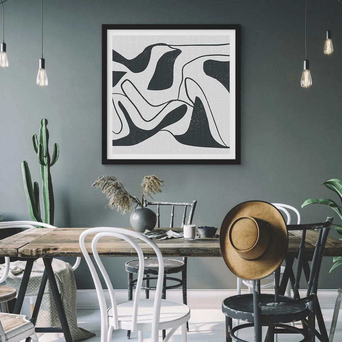 Poszter fehér keretben - Absztrakt játék egy labirintusban - 50x50 cm