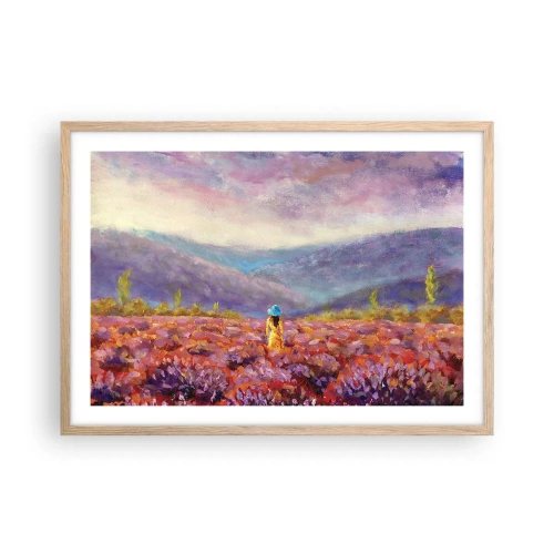 Poszter világos tölgy keretben - A levendula világában - 70x50 cm