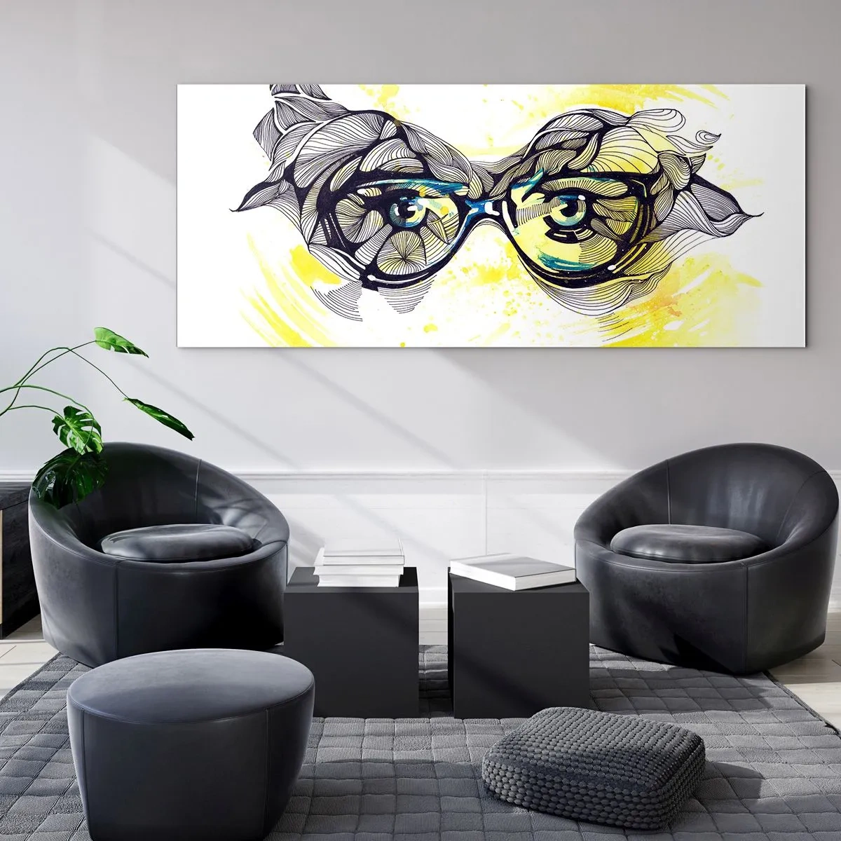 Üveg kép - Kék szemüvegen keresztül - 100x40 cm