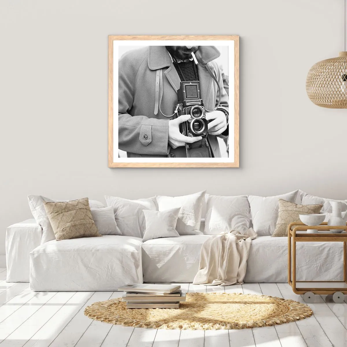Poszter világos tölgy keretben - Retro stílusban - 50x50 cm