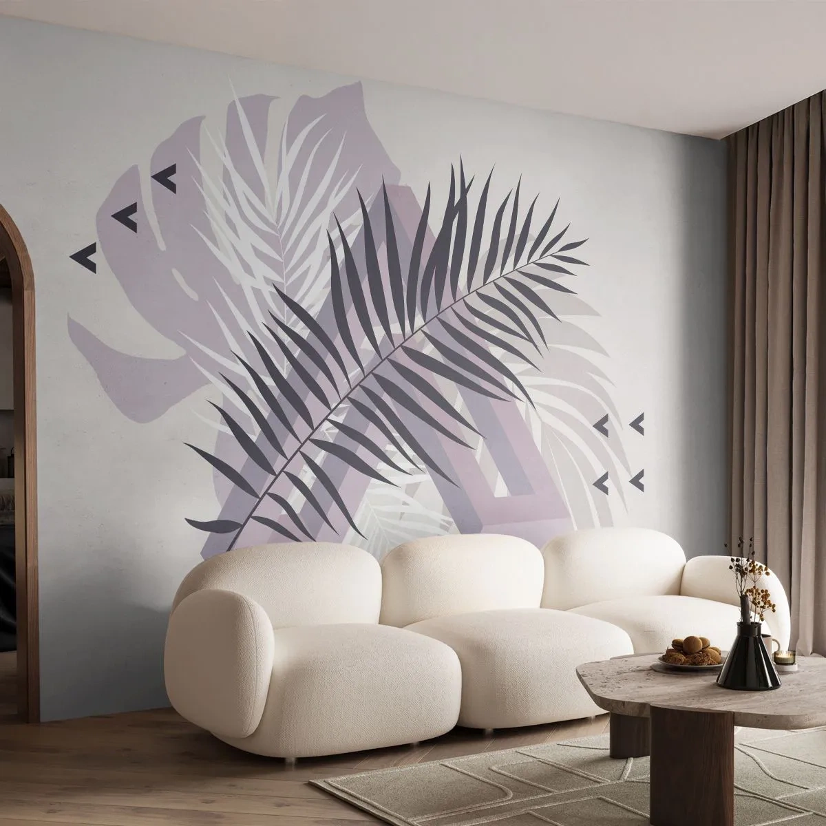 Öntapadós Fotótapéta Deluxe Sticker - Az árnyék árnyéka - Grafika, Pálmafa levél, Darab - 250x175 cm