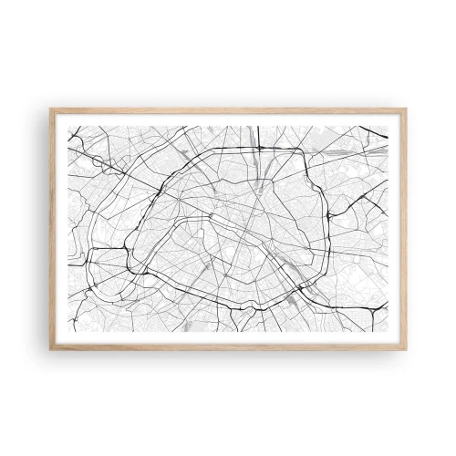 Poszter világos tölgy keretben - Párizs virága - 91x61 cm