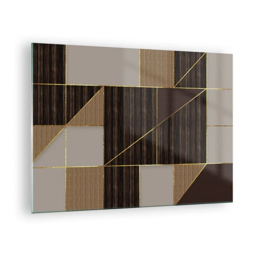 Üveg kép - Absztrakt mozaik barna és arany elemekkel - 70x50cm - Barna és arany mozaik - Modern fali dekoráció nappalihoz és hálószobához ARTTOR