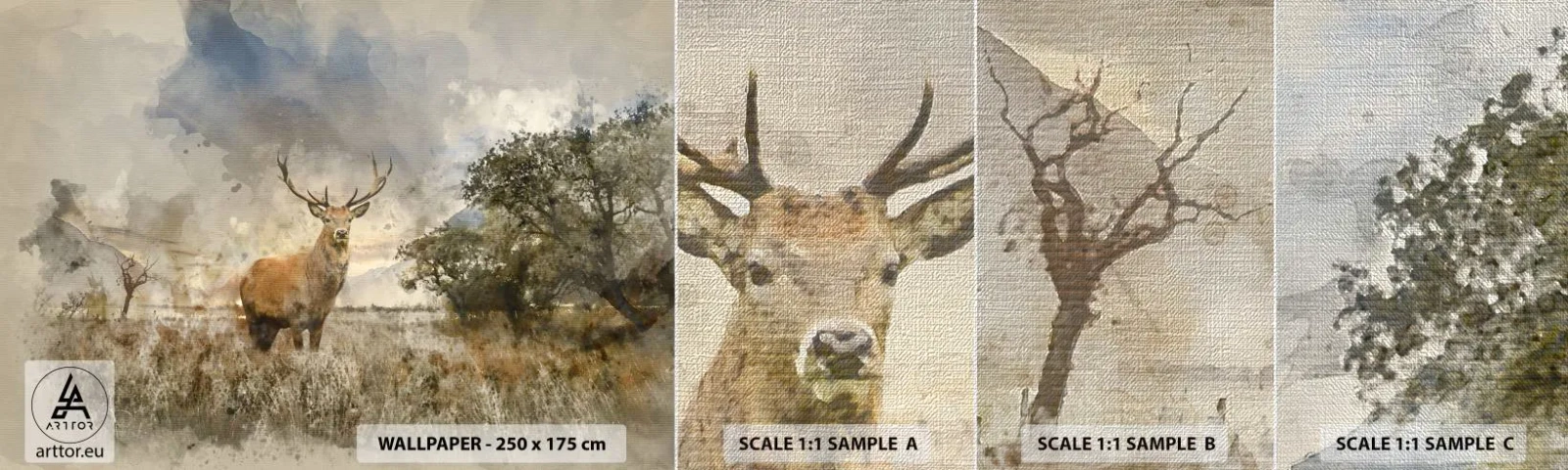 Fotótapéta Minta Premium Canvas - Becsület – erő – méltóság - Állatok, Szarvas, Tájkép - 100x30 cm