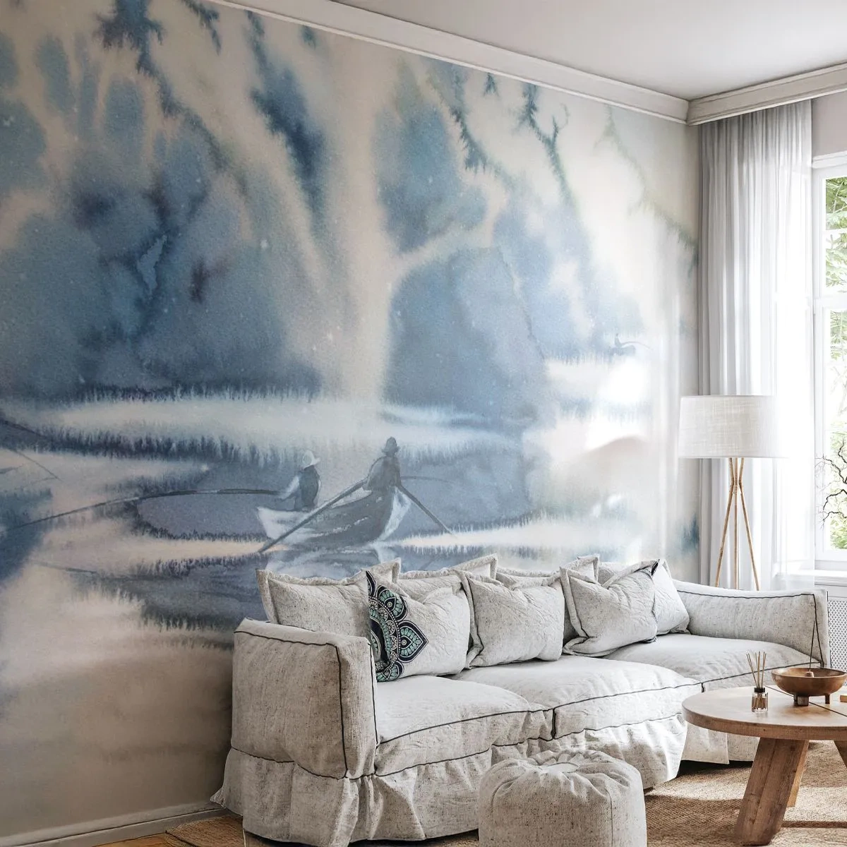 Fotótapéta Premium Canvas - Horgászok a paradicsomukban - Absztrakció, Tó, Halászat - 200x140 cm
