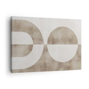 Vászonkép - Bézs árnyalatú absztrakt festmény geometrikus formákkal és szimmetriával. - 70x50cm - Hasonlóságok és különbségek - Modern fali dekoráció nappalihoz és hálószobához ARTTOR