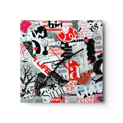 Falióra, Óra - Hipszter kollázs - 40x40 cm