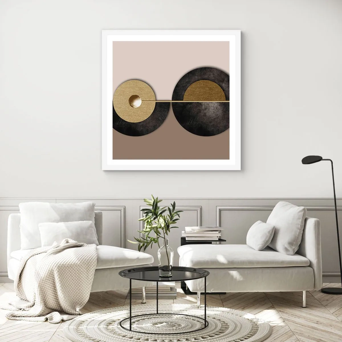 Poszter fekete keretben - Variációk egy kör körül - 30x30 cm