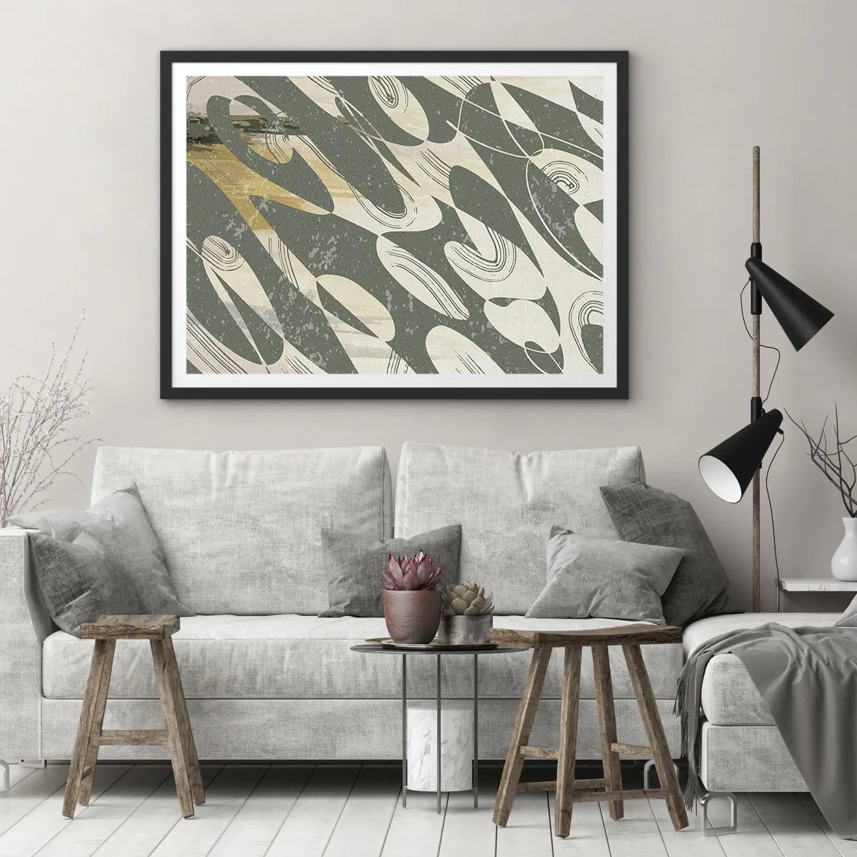 Poszter fehér keretben - Ritmikus absztrakció - 91x61 cm