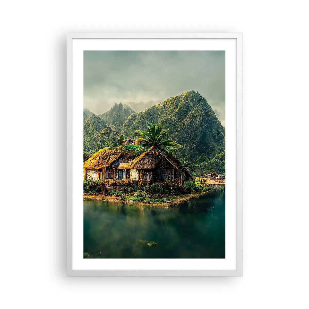 Poszter fekete keretben - Trópusi paradicsom - 50x70 cm