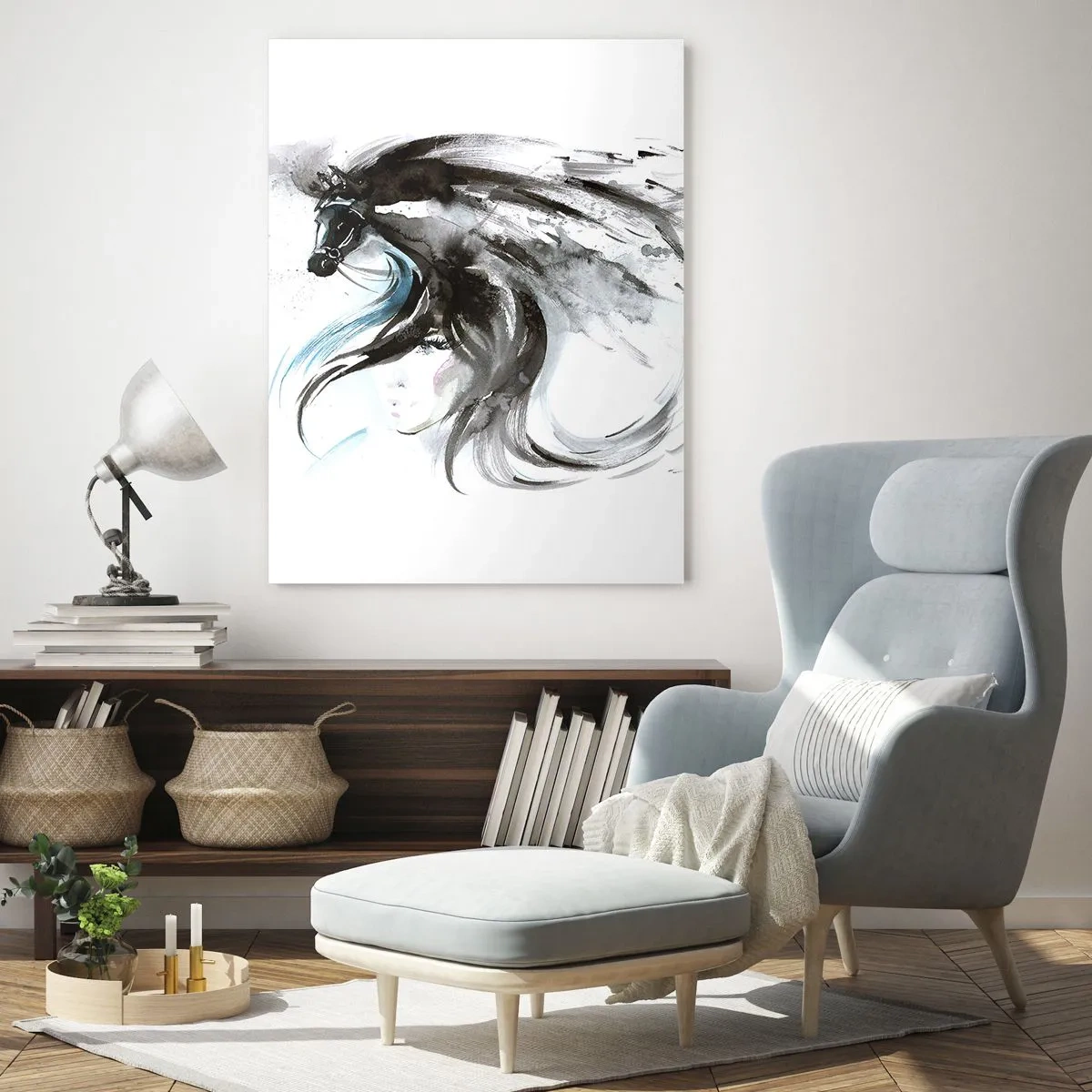 Üveg kép - Fekete Herceg Vágtája - 70x100 cm