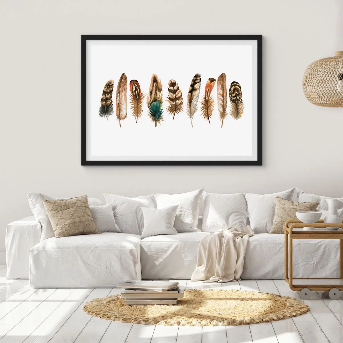 Poszter fehér keretben - Tollas variáció - 100x70 cm