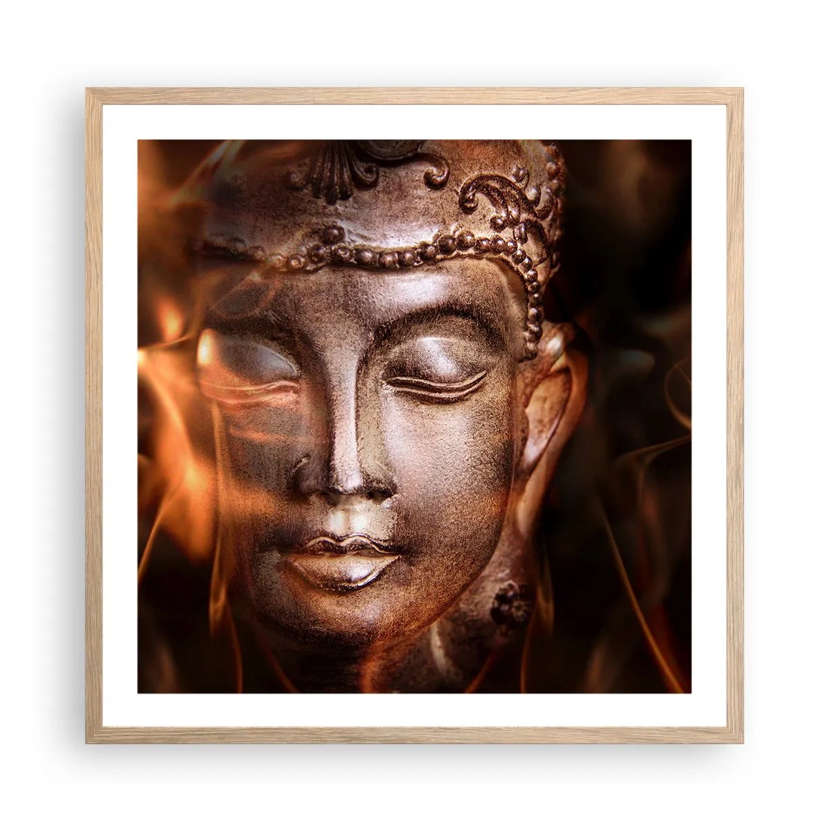 Poszter világos tölgy keretben - Csak itt és most létezik - 60x60 cm