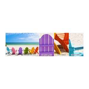 Fotótapéta Minta Standard Eco - Szivárványos strand - Tájkép, Strand, Nyugágyak - 100x30 cm