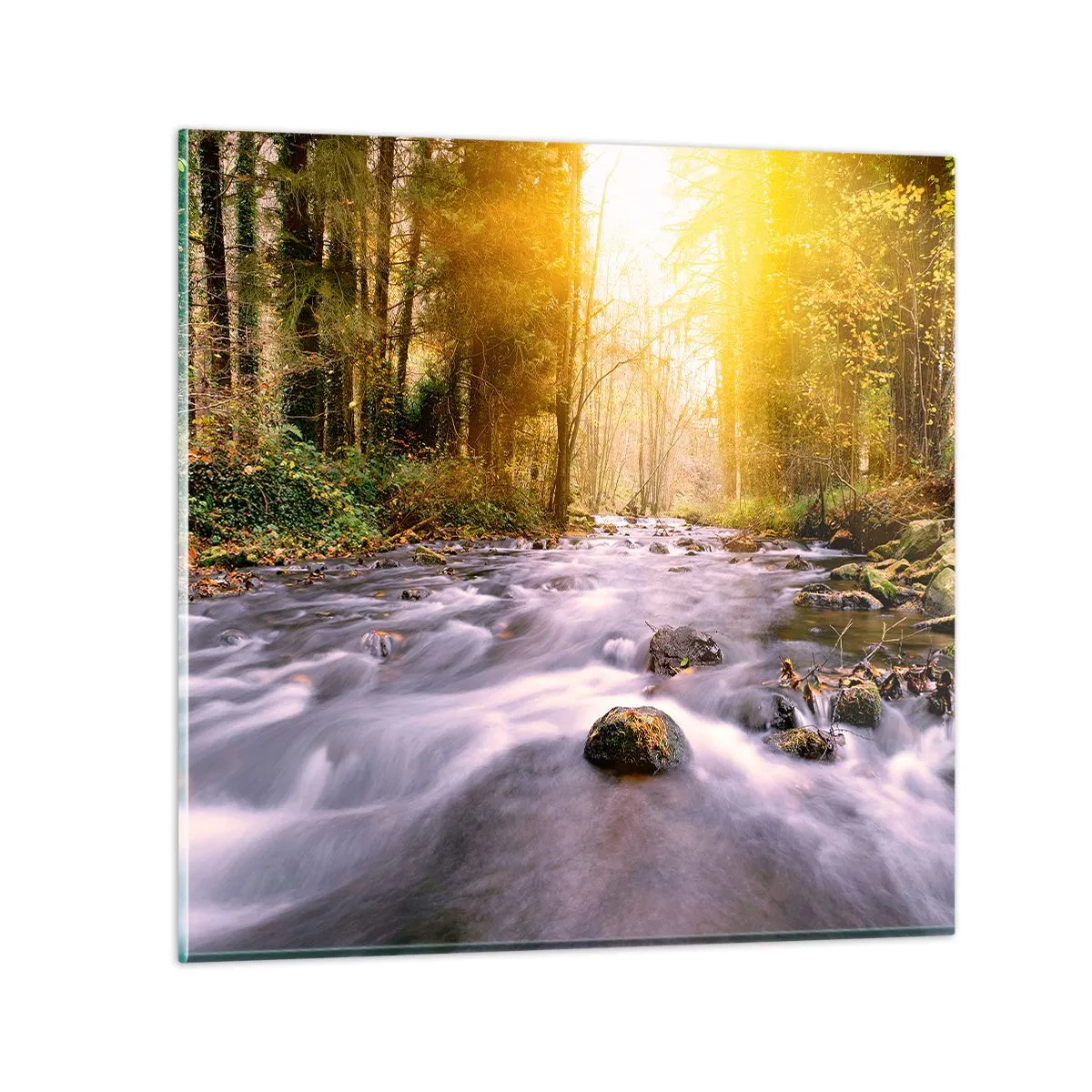 Üveg kép - Malachit ezüst és arany keretben - 60x60 cm